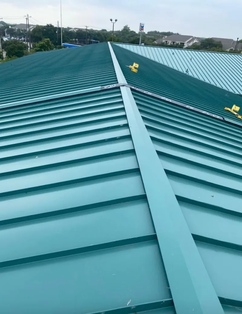 Green commercial metal roof ridge and valley for Metal Roof Repair in Eatonton